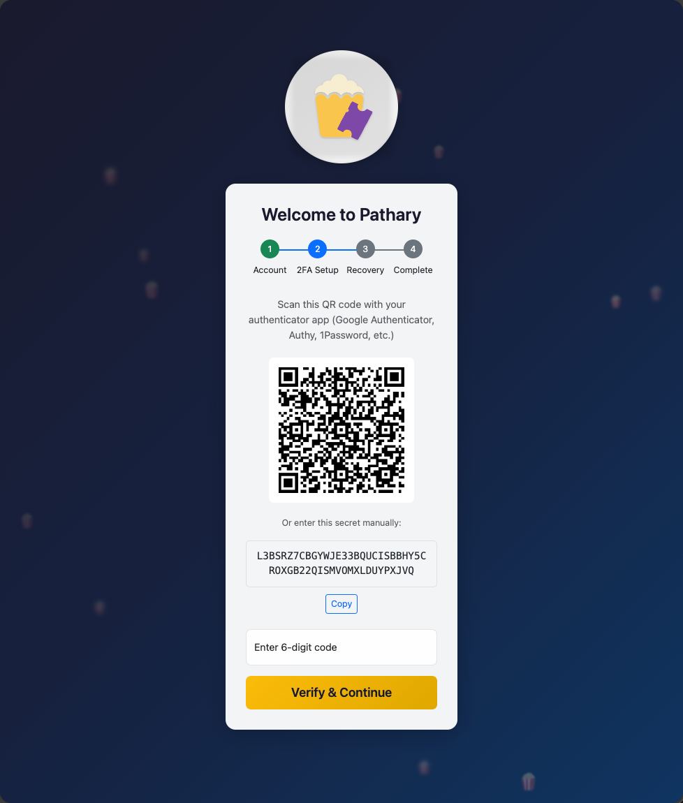 Setup Wizard - Step 2: 2FA Setup